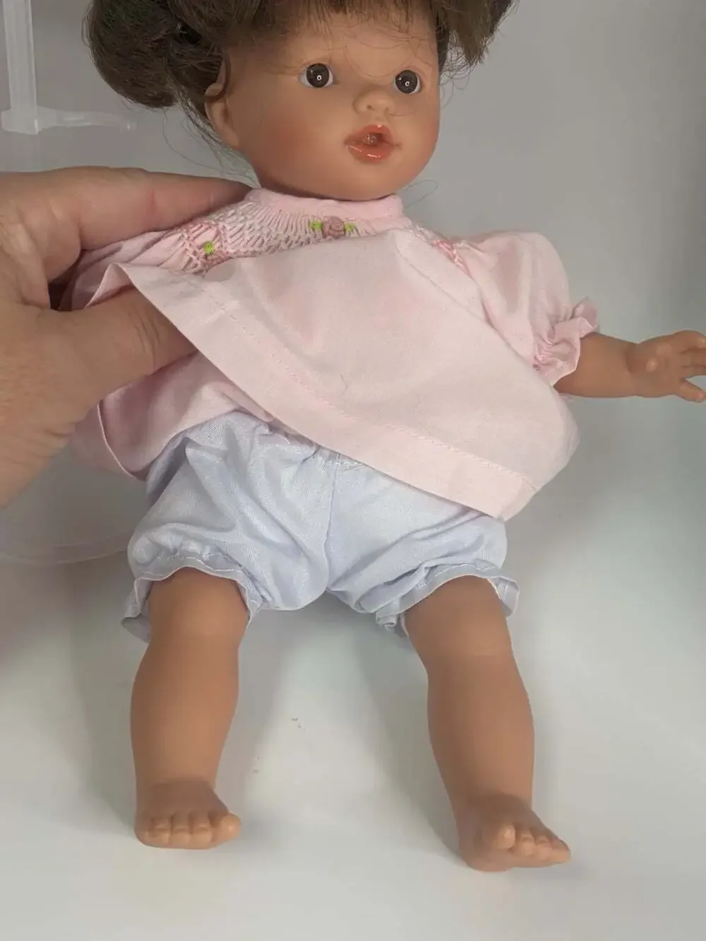Rosalina Doll Pink Dress 10” Bella Brunette Brown Eyes Embroidered Dress